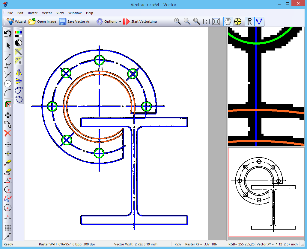 mastercam raster to vector